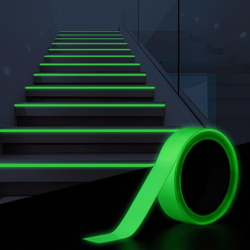 CARGEN Green Glow in The Dark Tape, Fluorescent Wall Halloween Decor Light Up Stickers All Bright Luminous Night Adhesive Marker for Stage Floor, Stair Safety, Walls and Exit Sign, 0.5" x 10 Feet - Image 1